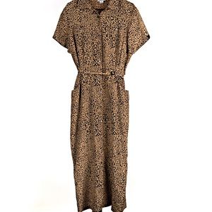 Robbie Bee 100% Silk Cheetah Jumpsuit Dress